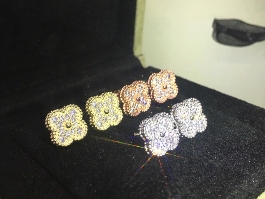 Rosalee Paved Clover Earrings 15mm Motif CZs
