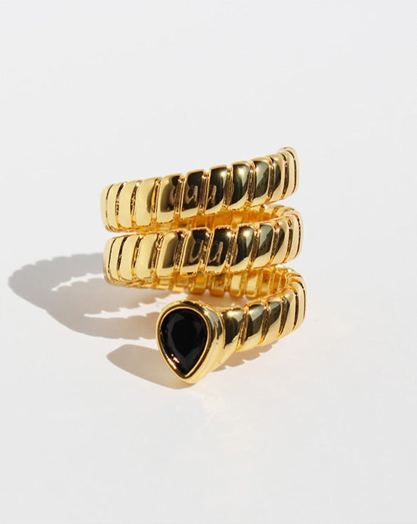 Ancient Snake Wrap Ring Gold with Gemstone