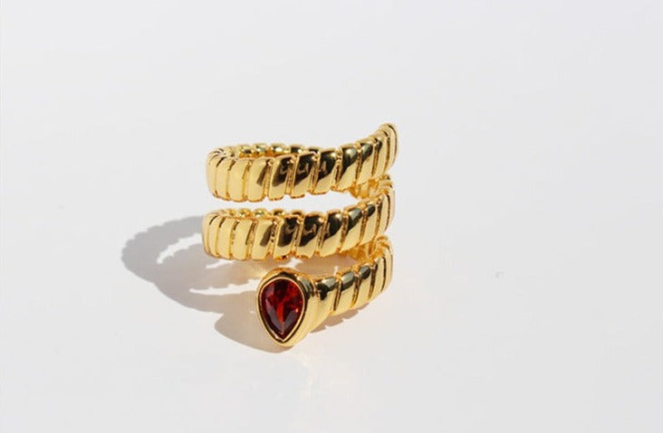 Ancient Snake Wrap Ring Gold with Gemstone