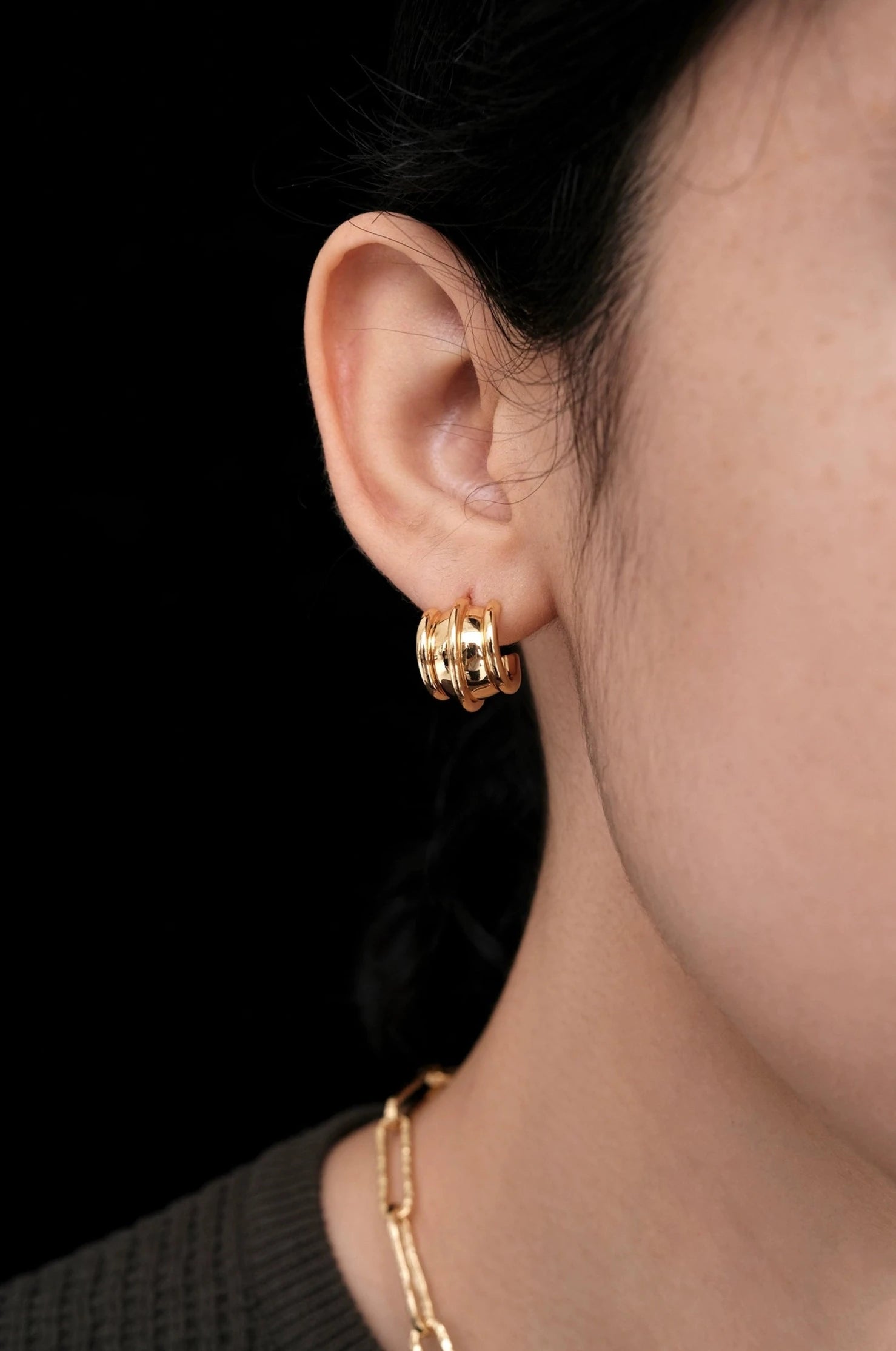 Martha Rib Stud Earrings Gold/Silver