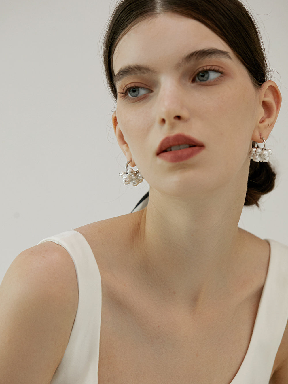 Frieda Silver Pearl Cluster Earrings