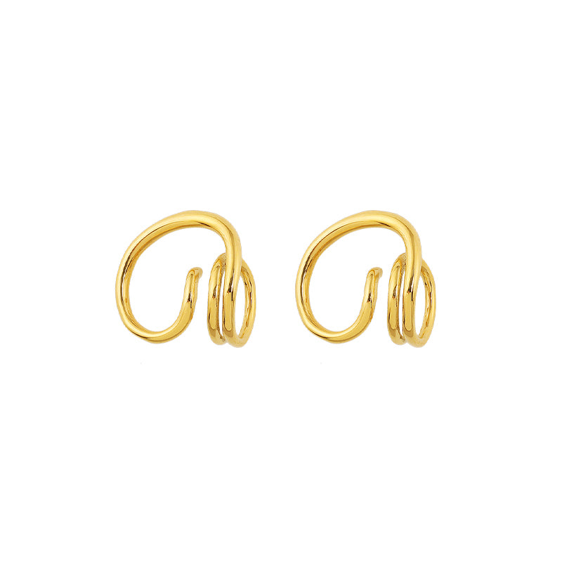 Abstract Geometric Earring, Contemporary Stud Earring, Gold Mobius Titanium Earrings