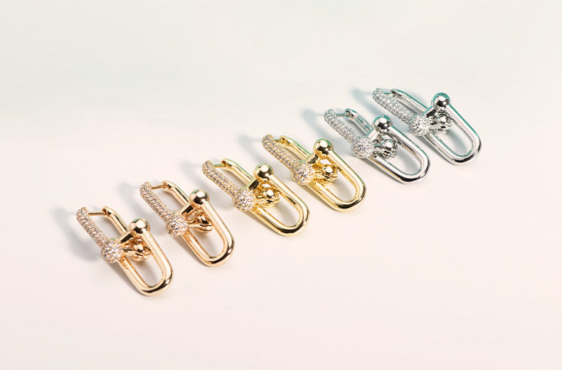 Ginevra Long Paved U-Link Detachable Earrings 18K Zirconia Gemstones