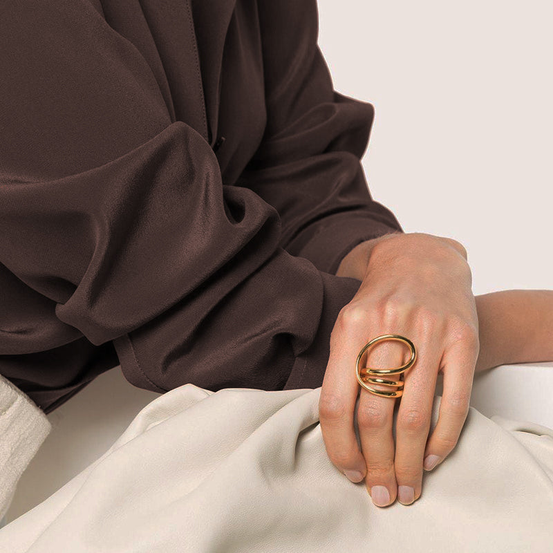 Aretha Artisan Ring 18K Gold / Silver Free Size Minimalist Geometric Ring
