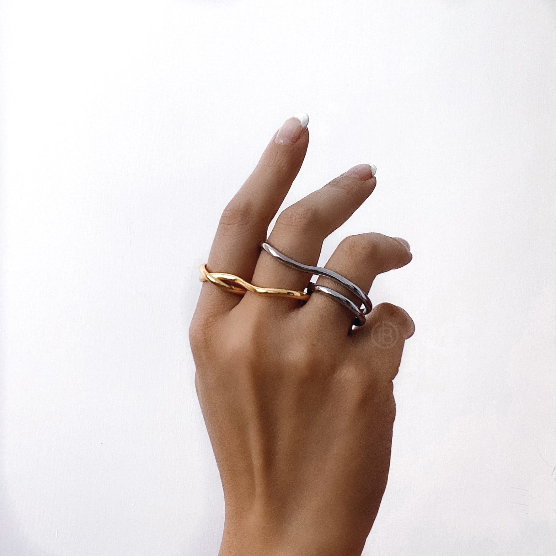 18K Wide Gold Statement Ring, Wide Band Ring, Abstract Geometric Ring, Silver Knuckle Ring