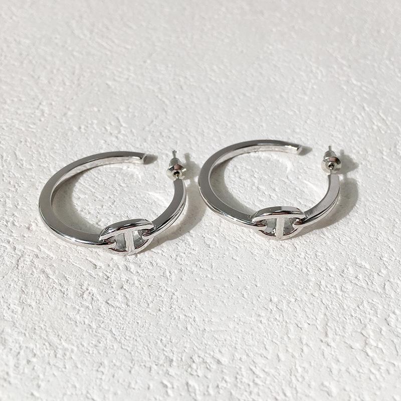 Oval C Shape Earrings Double Circle Earrings