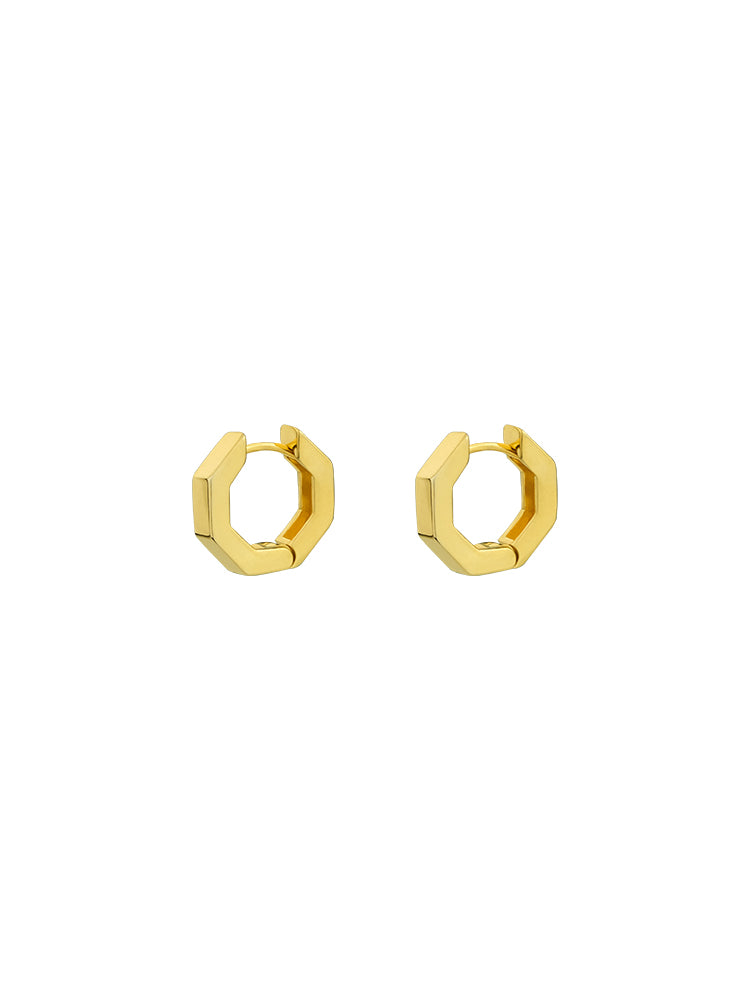 Octagon Dainty Hoop Earrings Dainty Gold Geometric Earrings