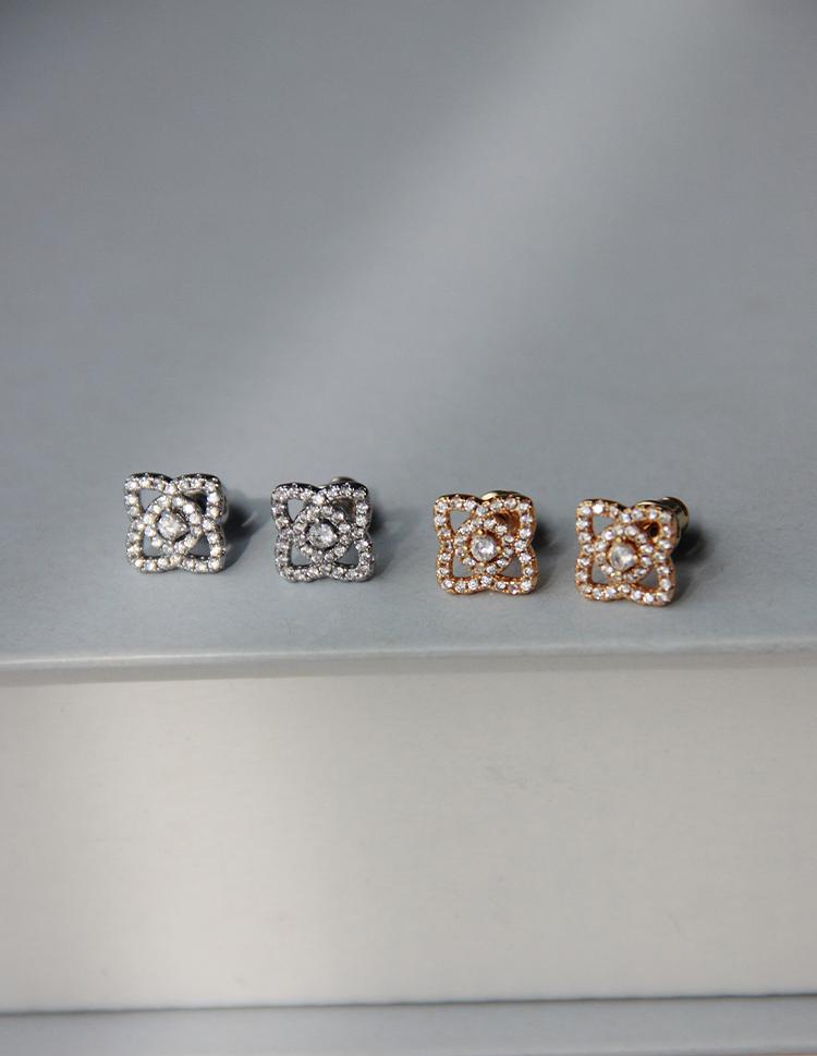 Dainty Gold & Silver Studs Minimalist Stud Earrings Flower Stud Earrings, Clover Stud Earrings