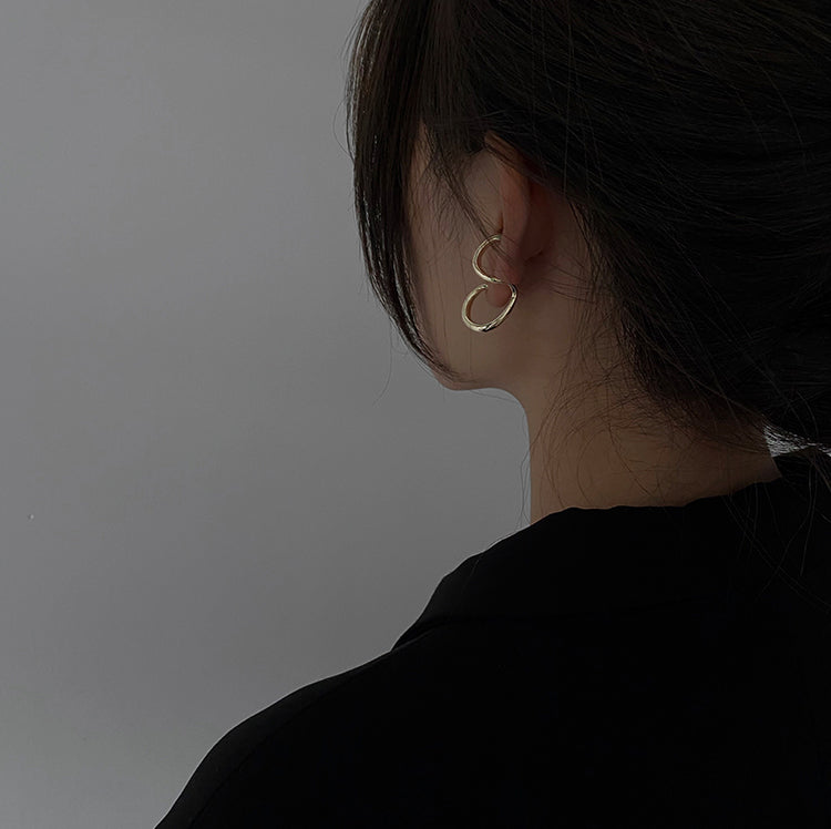 Double Stacking Earrings, Minimalist Gold Statement Earrings, Silver Wrap Earrings
